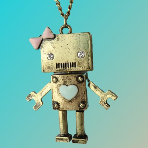 Adorable Gold Robot Necklace - Picture 1 of 2